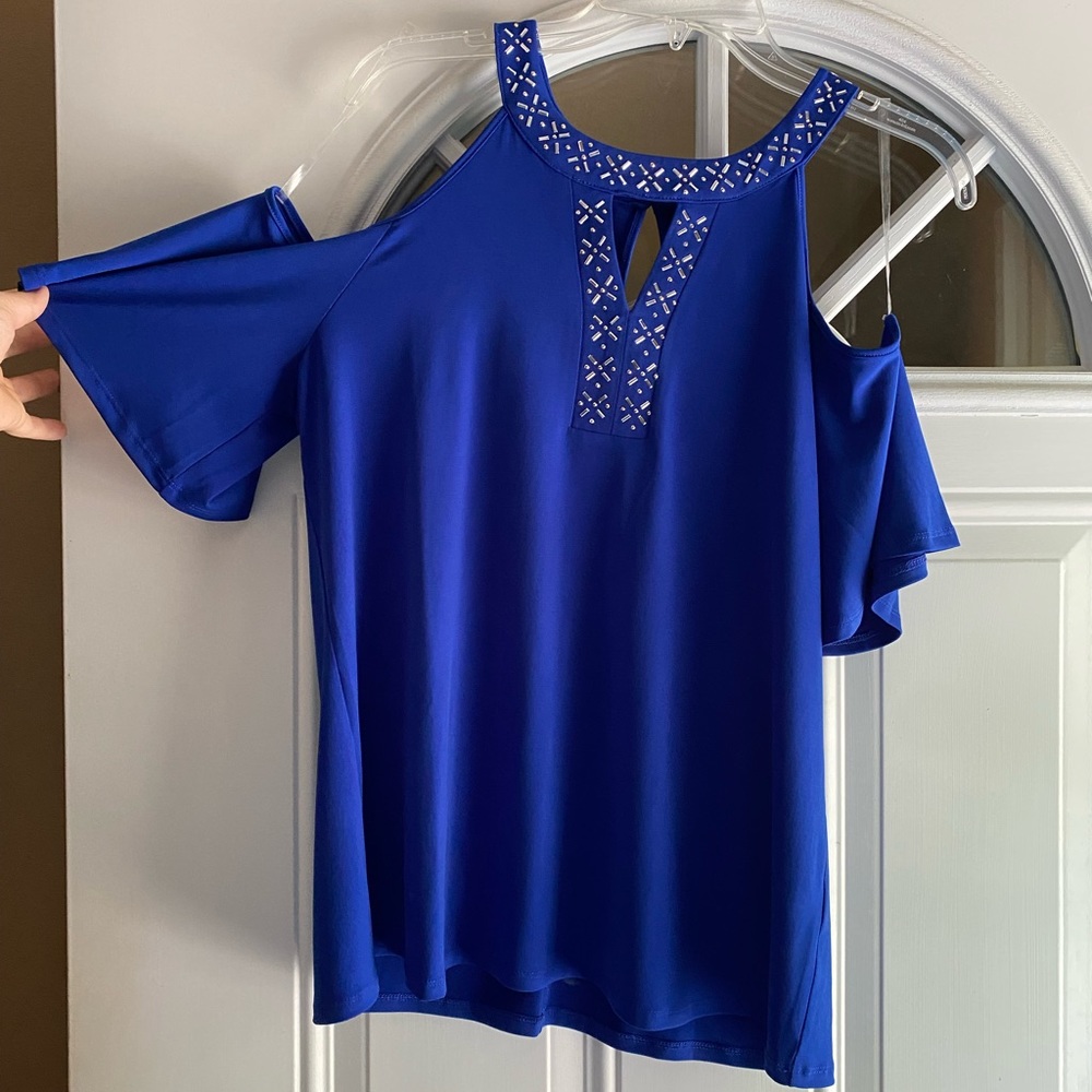 Blue embellished blouse